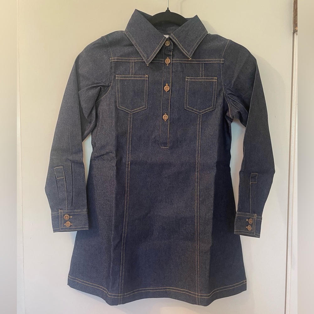 Avon Brand Denim Long Sleeve Dress with Button Details (NWOT)